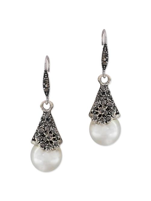 white embellished drop earrings - 9584701 - Very Small Image - 1