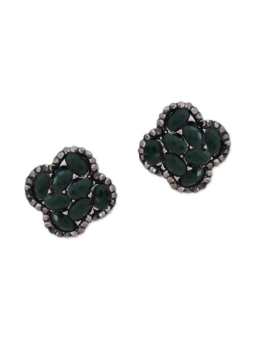 green embellished stud earrings - 9584783 - Very Small Image - 1