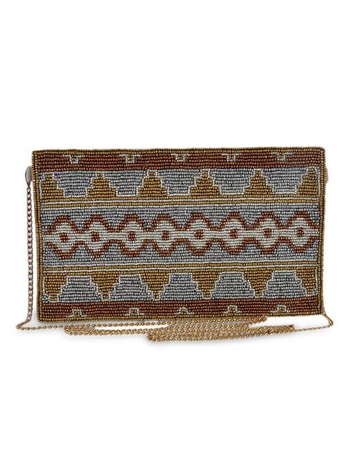 multicolored beaded canvas sling cum canvas clutch bag - 9585042 - Very Small Image - 1