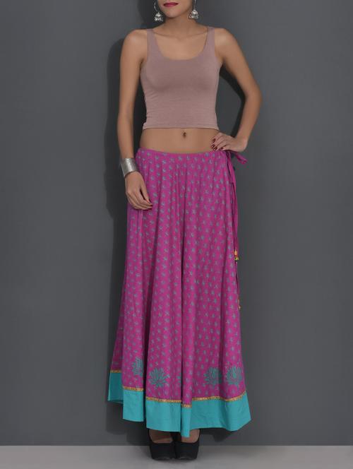 pink Printed cotton crop top-skirt set - 9585346 - Very Small Image - 1