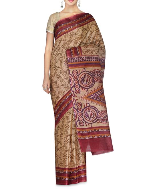 multicoloured bhagalpuri khadi silk printed saree - 9587093 - Very Small Image - 1