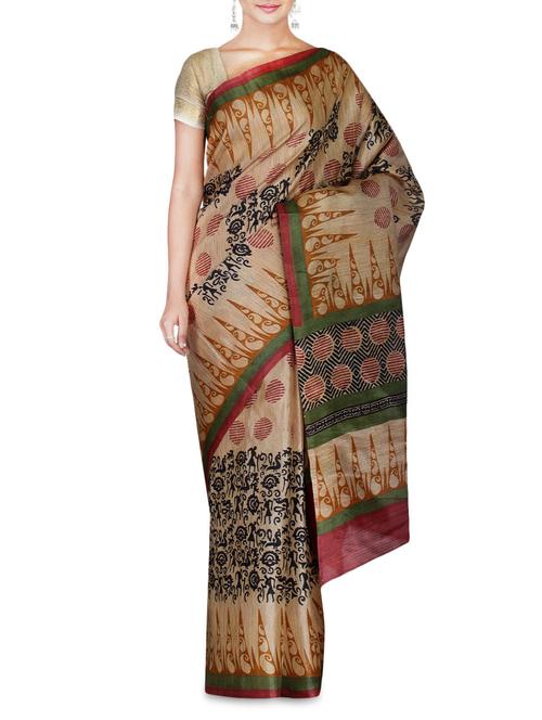 multicoloured bhagalpuri khadi silk printed saree - 9587198 - Very Small Image - 1