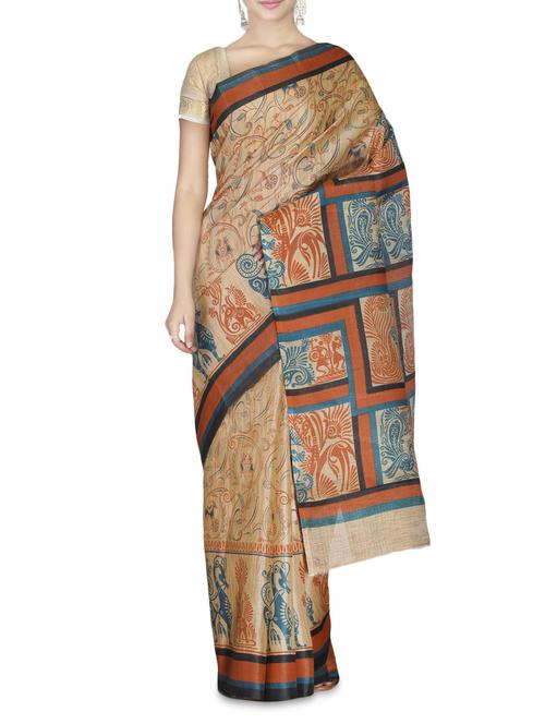 multicoloured bhagalpuri khadi silk printed saree - 9587221 - Very Small Image - 1