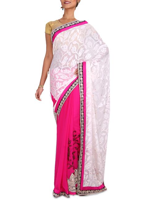 green chiffon zari detailed saree - 9588652 - Very Small Image - 1