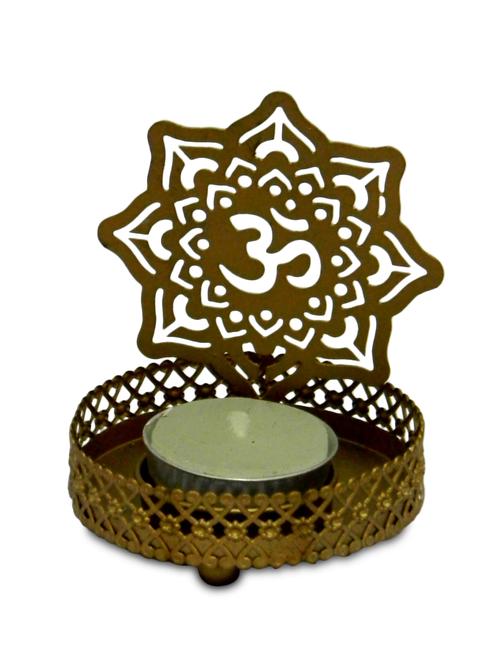 gold metallic candle holder with cutwork - 9589091 - Very Small Image - 1