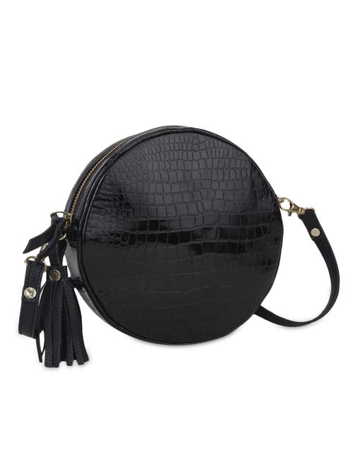 black circular leatherette crossbody bag - 9589276 - Very Small Image - 1