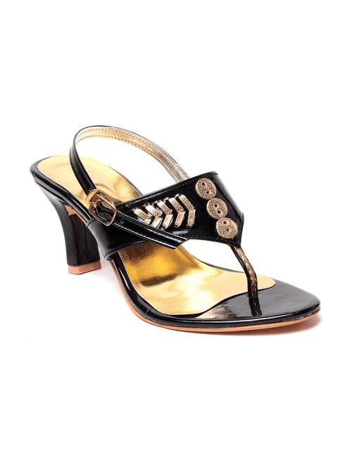black embellished faux leather heels - 9589670 - Very Small Image - 1