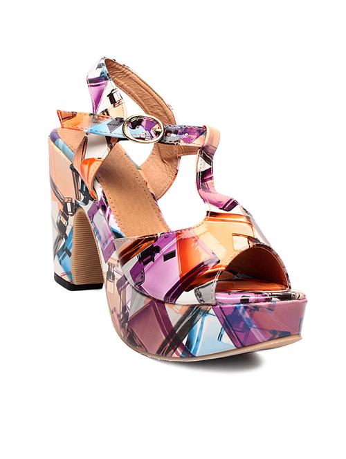 multicoloured printed faux leather heels - 9589743 - Very Small Image - 1