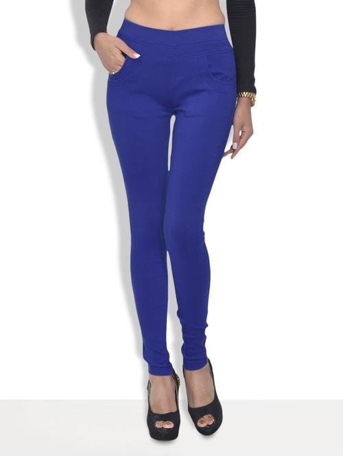 blue cotton lycra leggings with pockets - 9589857 - Very Small Image - 1