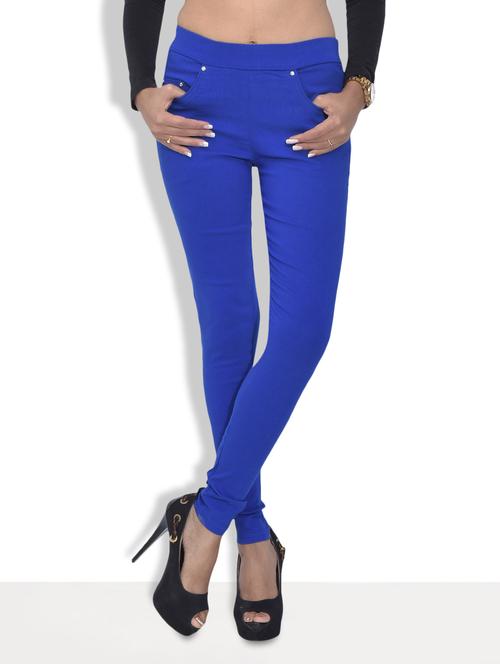 cerulean cotton lycra jeggings - 9589866 - Very Small Image - 1