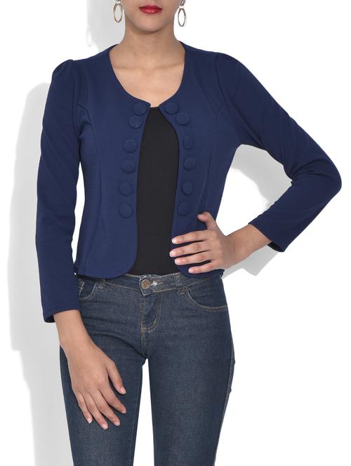 navy blue blended viscose short jacket - 9589952 - Very Small Image - 1
