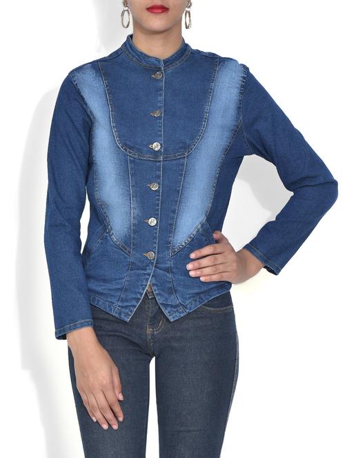 blue stone washed denim jacket - 9589957 - Very Small Image - 1