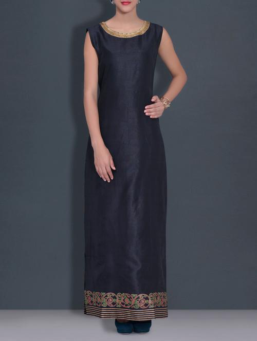 KANCHIS COUTURES black printed sleeveless poly dupion dress - 9589999 - Very Small Image - 1