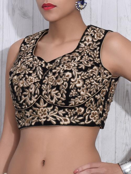 black and gold velvet embroidered blouse - 9591036 - Very Small Image - 1
