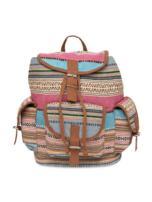 multicolored striped canvas backpack - 9591660 - Very Small Image - 1