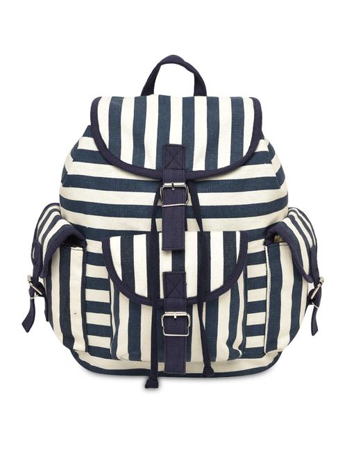 navy and white striped canvas backpack - 9591662 - Very Small Image - 1