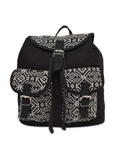 black geometrical patterned canvas backpack - 9591673 - Very Small Image - 1
