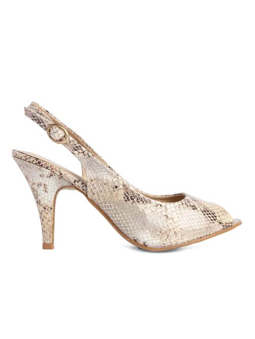 gold faux leather peep toe sandals - 9591728 - Very Small Image - 1