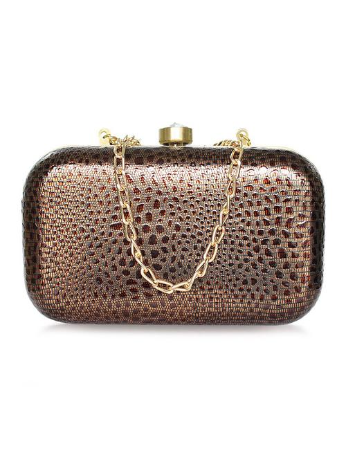 copper textured leatherette minaudiere clutch - 9592418 - Very Small Image - 1