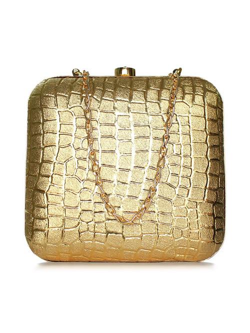 beaulah ravva gold textured leatherette square minaudiere clutch - 9592419 - Very Small Image - 1
