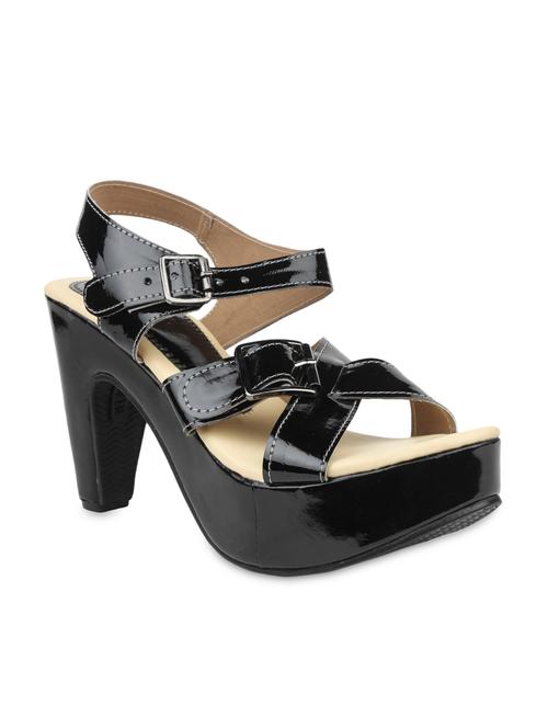 black faux leather open toe block heels - 9592490 - Very Small Image - 1