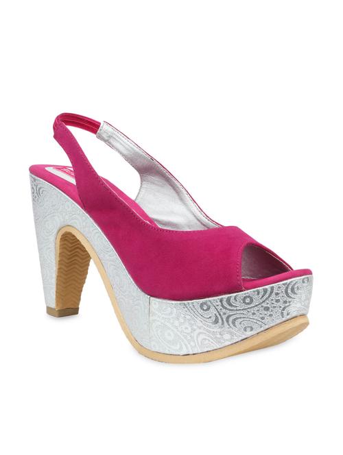 pink faux leather peep toe block heels - 9592492 - Very Small Image - 1