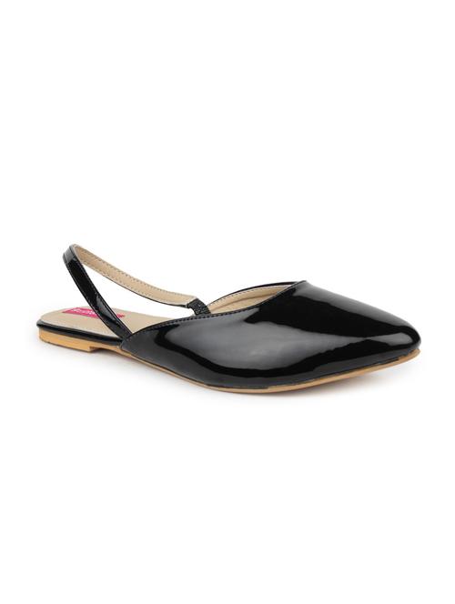 black faux leather pointed toe flat slip-ons - 9592504 - Very Small Image - 1