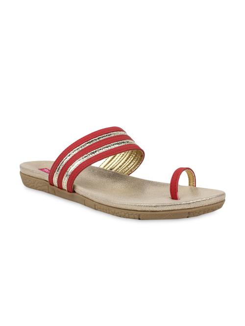 red faux leather open toe flat slip-ons - 9592517 - Very Small Image - 1