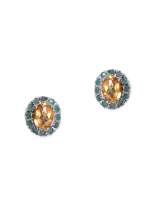 mint and yellow embellished sterling silver studs - 9593022 - Very Small Image - 1