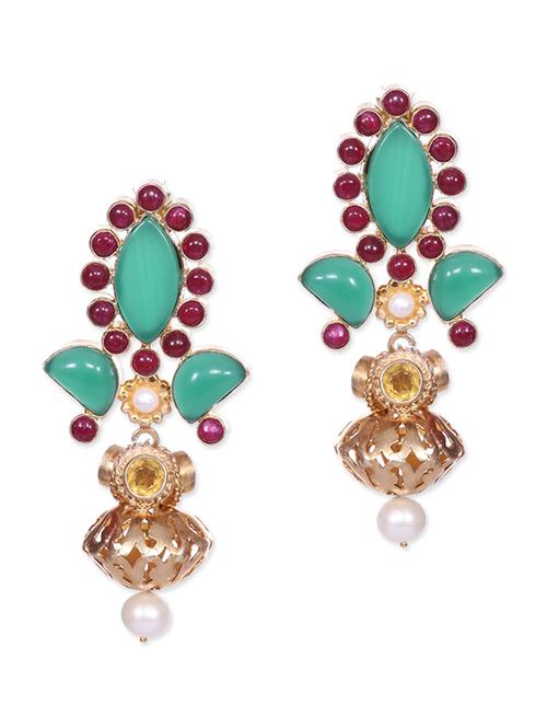 multicoloured embellished ethnic earrings - 9593040 - Very Small Image - 1