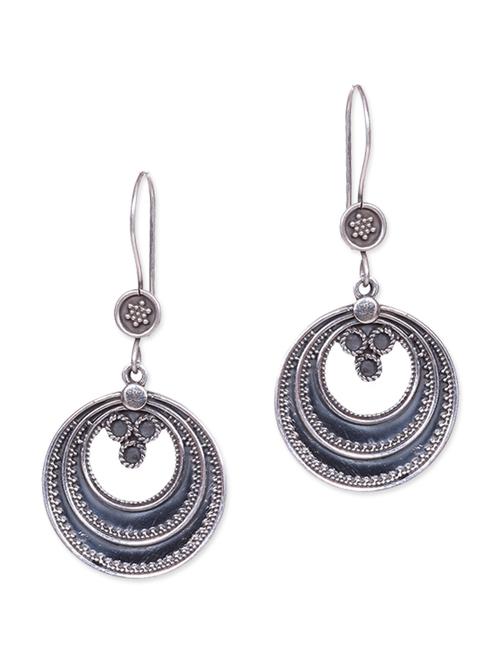 sterling silver embossed ethnic earrings - 9593052 - Very Small Image - 1