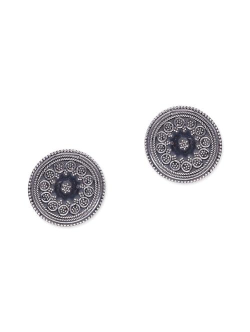 sterling silver embossed ethnic earrings - 9593055 - Very Small Image - 1