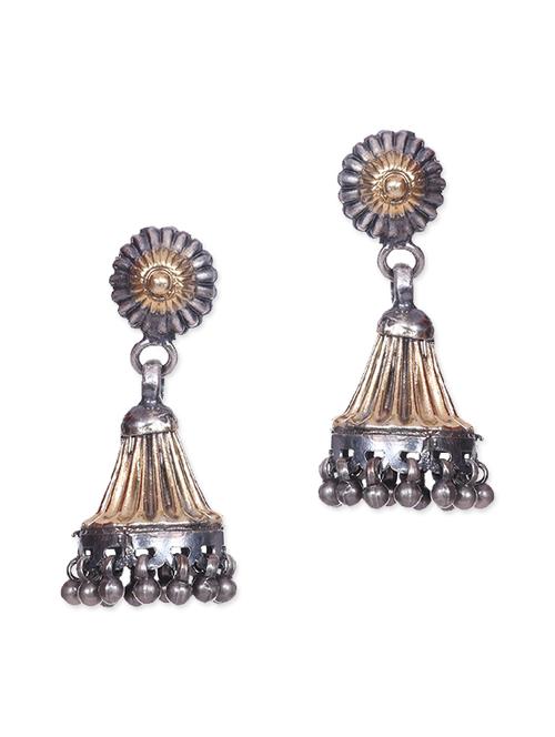 silver and gold traditional jhumkas - 9593060 - Very Small Image - 1
