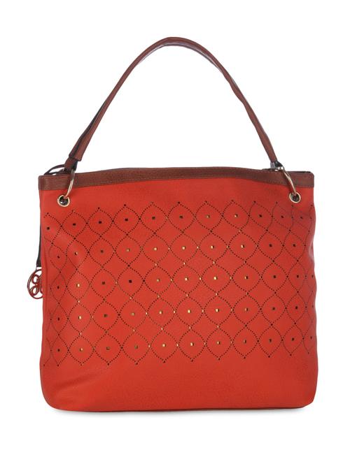 rust leatherette cutwork detail hobo bag - 9593371 - Very Small Image - 1
