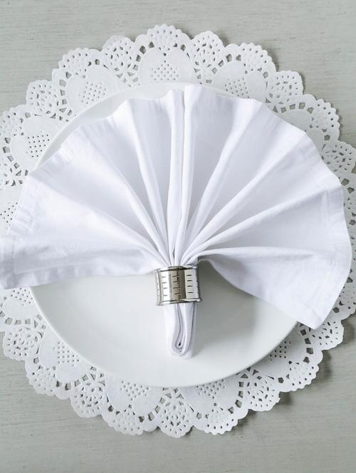 white cotton square table napkins (set of 6) - 9593559 - Very Small Image - 1