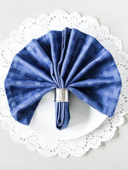 dark blue cotton viscose square table napkins (set of 6) - 9593565 - Very Small Image - 1