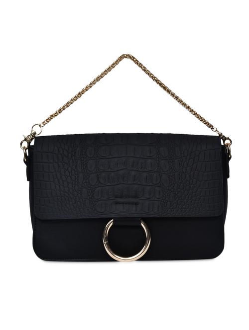 solid black faux leather sling bag - 9593991 - Very Small Image - 1
