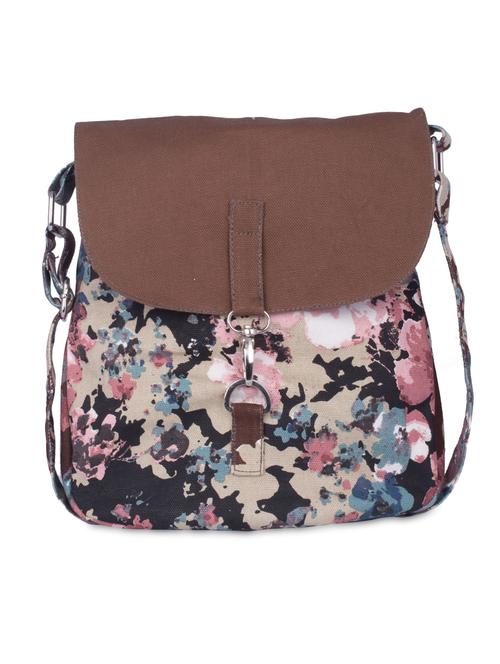 multi colored floral printed canvas sling bag - 9594060 - Very Small Image - 1