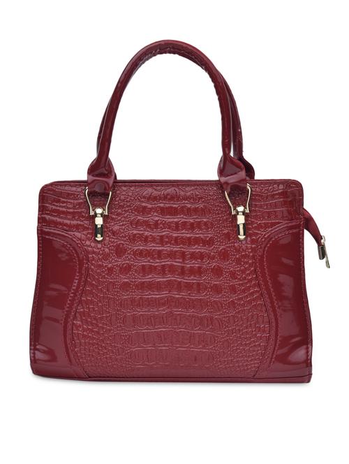 solid red leatherette textured handbag - 9594085 - Very Small Image - 1