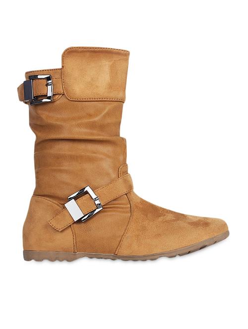 solid tan faux leather boots - 9594173 - Very Small Image - 1