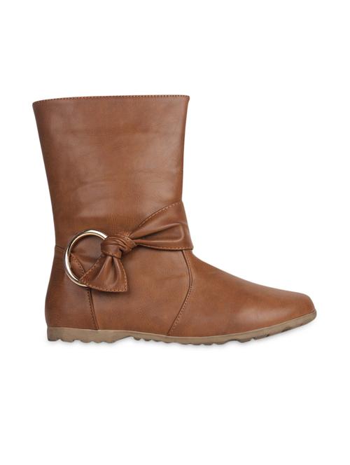solid brown faux leather boots - 9594195 - Very Small Image - 1