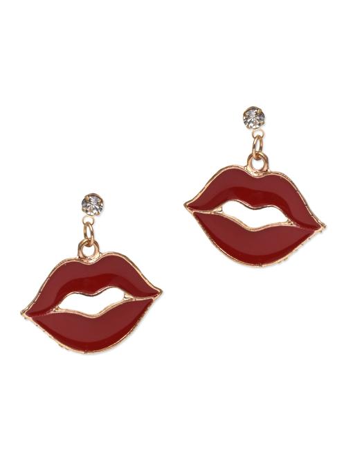 red lip metal earrings - 9594281 - Very Small Image - 1