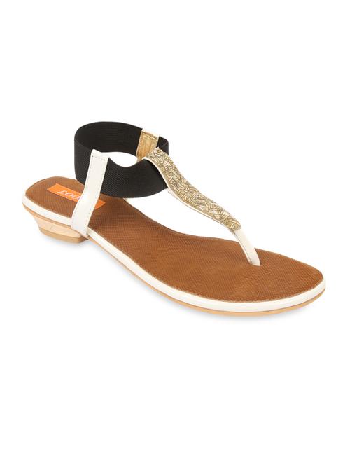white leatherette open toe flats - 9594745 - Very Small Image - 1