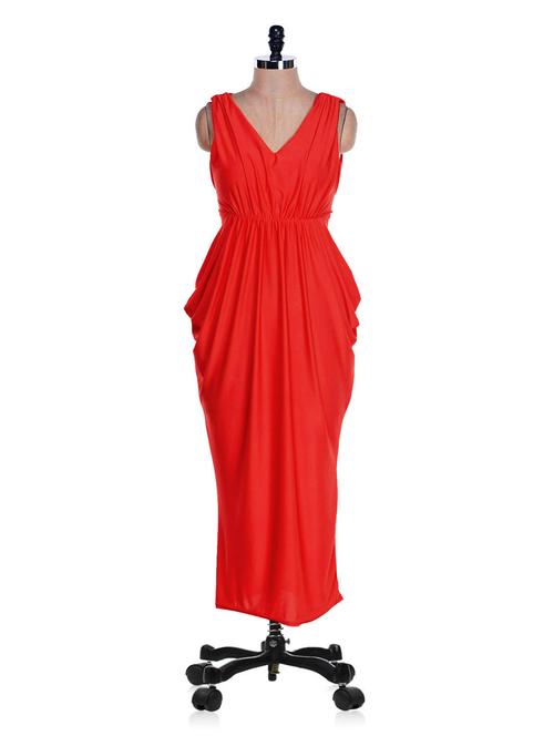 orange gathered dress - 959637 - Very Small Image - 1