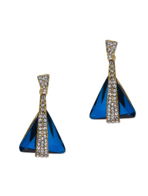 embellished blue stone dangler earrings - 9596525 - Very Small Image - 1