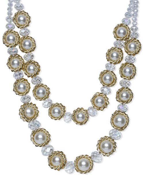 Crystals and Faux Pearls Layered Necklace - 9596531 - Very Small Image - 1