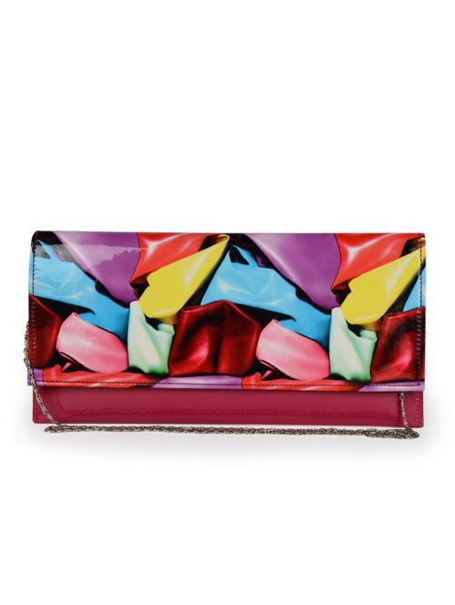 bright pink clutch with multicoloured flap - 959768 - Very Small Image - 1
