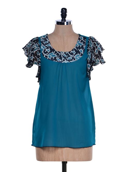 teal casual printed top - 959781 - Very Small Image - 1