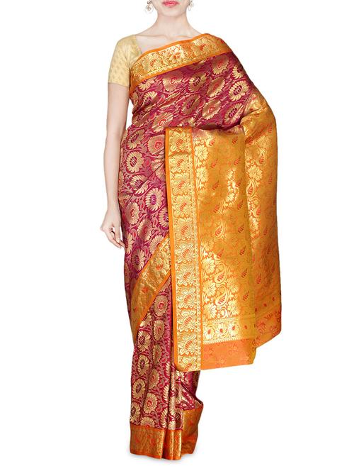 magenta art kanjivaram silk saree - 9600605 - Very Small Image - 1