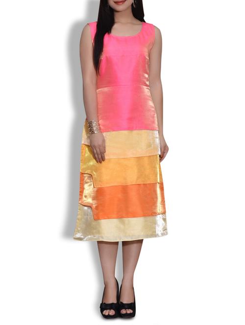 pink silk layered dress - 9601531 - Very Small Image - 1